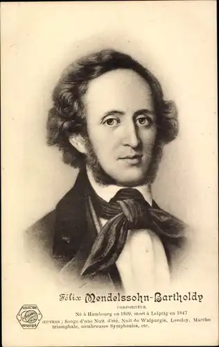 Ak Komponist Felix Mendelssohn-Bartholdy, Portrait