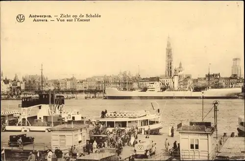 Ak Anvers Antwerpen Flandern, Zicht op de Schelde
