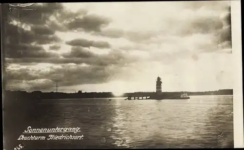 Ak Friedrichsort Kiel, Sonnenuntergang, Leuchtturm