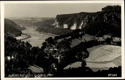 Ak Rathen an der Elbe Sächsische Schweiz, Ort von Gamrig gesehen