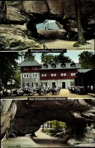 Ak Bad Schandau Sächsische Schweiz, Berggasthaus Kuhstall, äußere Höhle