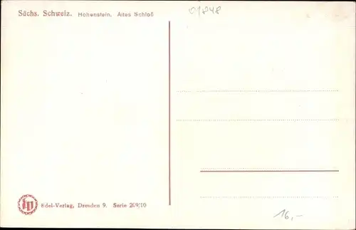 Ak Hohnstein Sächsische Schweiz, Altes Schloss