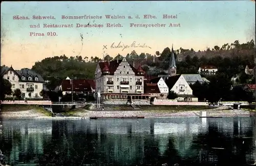 Ak Wehlen an der Elbe Sächsische Schweiz, Hotel und Restaurant Deutsches Reich