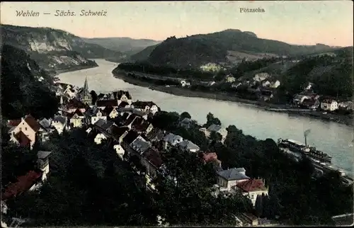 Ak Wehlen an der Elbe Sächsische Schweiz, Pötzscha, Panorama