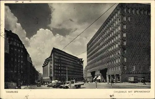 Ak Hamburg Mitte Altstadt, Chilehaus mit Sprinkenhof