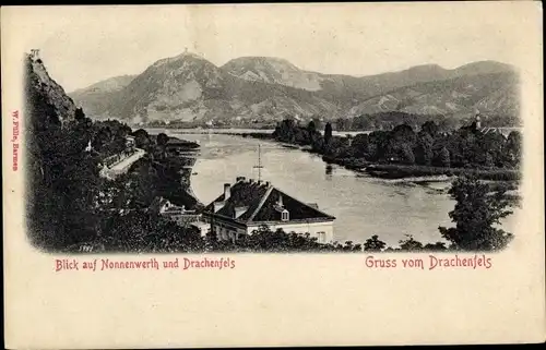Ak Königswinter am Rhein, Blick auf Nonnenwerth und Drachenfels