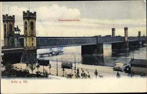 Ak Köln am Rhein, Eisenbahnbrücke