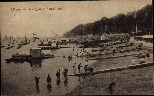Ak Hamburg Altona, Oevelgönne Strandpartie, Badegäste