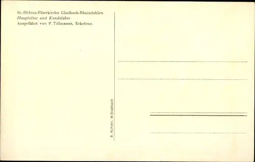 Ak Rheindahlen Mönchengladbach am Niederrhein, St. Helena Pfarrkirche, Hauptaltar und Kandelaber