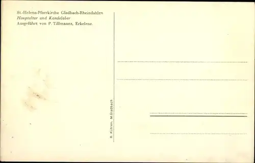 Ak Rheindahlen Mönchengladbach am Niederrhein, St. Helena Pfarrkirche, Hauptaltar und Kandelaber