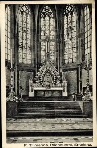 Ak Rheindahlen Mönchengladbach am Niederrhein, St. Helena Pfarrkirche, Hauptaltar und Kandelaber