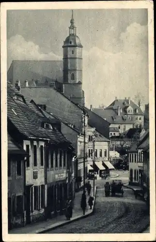 Ak Penig in Sachsen, Leipziger Straße, Kirchturm