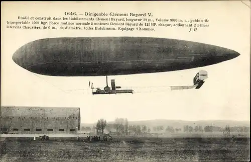 Ak Dirigéable Clement Bayard V.,  Französisches Luftschiff