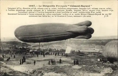 Ak Le Dirigéable Clement Bayard, Französisches Luftschiff