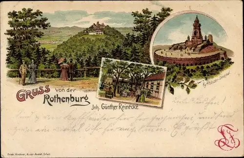 Litho Steinthaleben Kyffhäuserland in Thüringen, Rothenburg, Kyffhäuser, Kaiser Wilhelm Denkmal