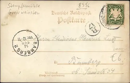 Ak Gößweinstein in Oberfranken, Stempfermühle