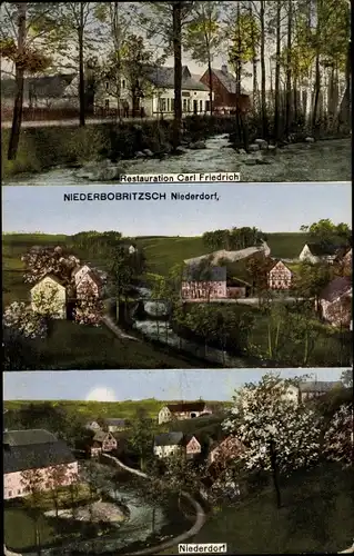 Ak Bobritzsch Hilbersdorf im Erzgebirge, Restauration Carl Friedirch, Niederdorf, Baumblüte,Frühjahr