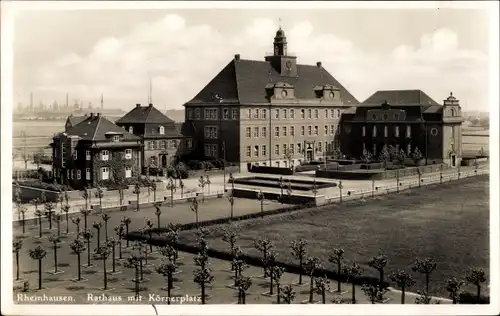 Ak Rheinhausen Duisburg im Ruhrgebiet, Rathaus mit Körnerplatz