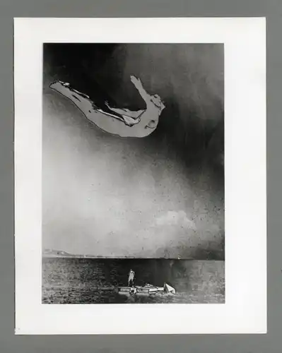 Maurice Tabard, Original, 1970er Jahre, Solarisation, o.T. (Fliegender Mensch über dem Meer)