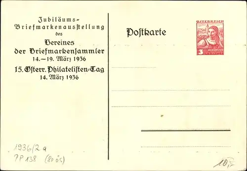 Künstler Ak Graz Steiermark, 50 Jahre Verein der Briefmarkensammler 1936, Jubiläumsbriefmarkenausst.