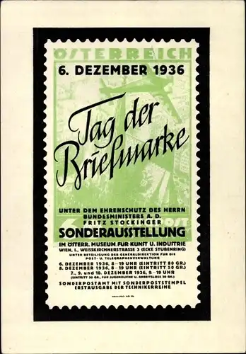 Ganzsachen Ak Wien, Tag der Briefmarke 1936, Verband österreichischer Philatelisten Vereine