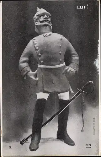 Ak Französische Propaganda, Kaiser Wilhelm II., Lui, Karikatur
