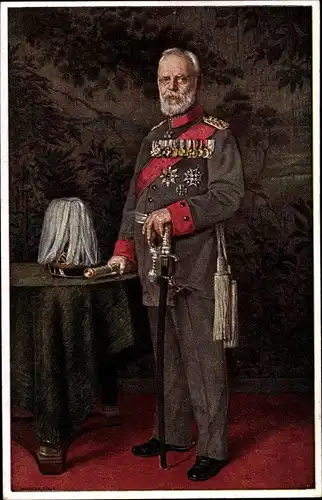 Künstler Ak König Ludwig III. von Bayern, Standportrait in Uniform, Orden
