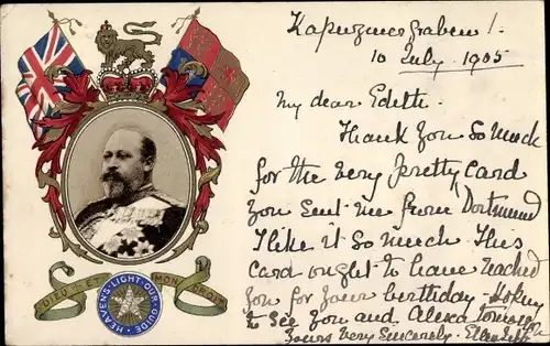 Passepartout Litho König Edward VII. von Großbritannien, Eduard VII., Portrait, Flaggen