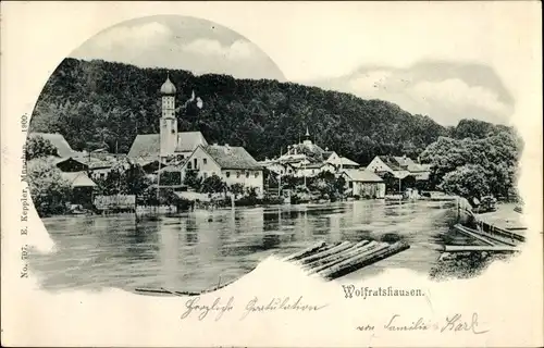 Ak Wolfratshausen in Oberbayern, Teilansicht, Kirche