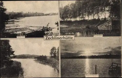 Ak Zechlinerhütte Stadt Rheinsberg, Hüttensee, Kanalbrücke, Zootzensee