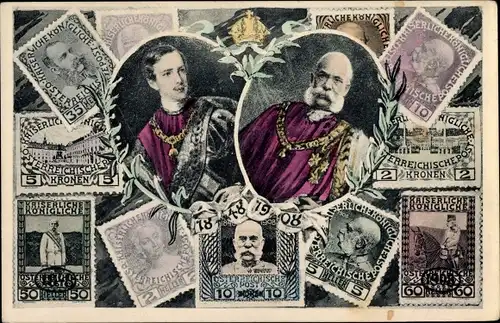 Briefmarken Ak Kaiser Franz Joseph I., Portrait