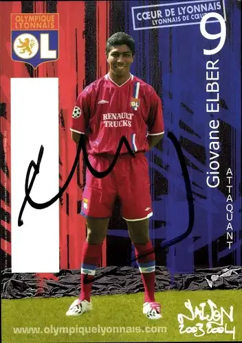 Ak Fußballspieler Giovane Elber, Olympique Lyonnais, Autogramm