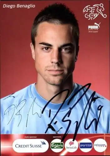 Sammelbild Fußballspieler Diego Benaglio, Torwart, Autogramm