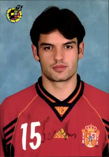 Ak Fußballspieler Fernando Morientes Sanchez, Autogramm, Spanische Nationalmannschaft