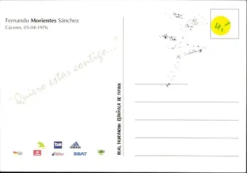 Ak Fußballspieler Fernando Morientes Sanchez, Autogramm, Spanische Nationalmannschaft