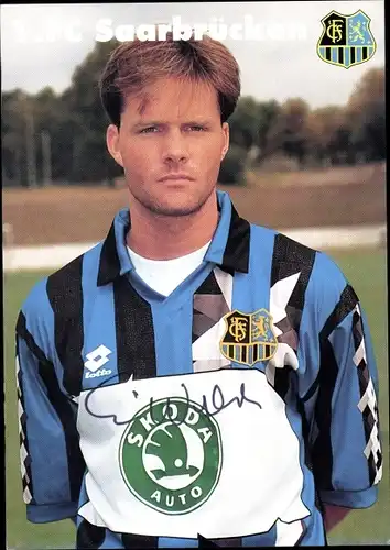 Sammelbild Fußballspieler Eric Wynalda, 1. FC Saarbrücken, Autogramm