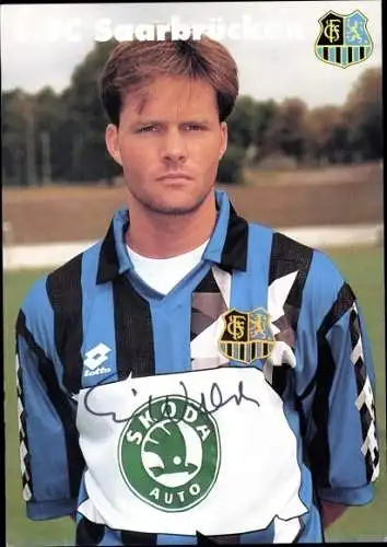 Sammelbild Fußballspieler Eric Wynalda, 1. FC Saarbrücken, Autogramm