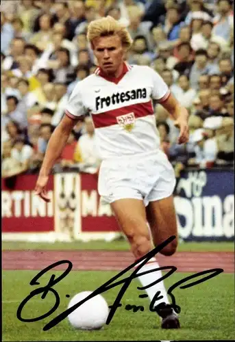 Sammelbild Fußballspieler Bernd Förster, VfB Stuttgart, Autogramm