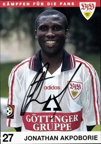 Sammelbild Fußballspieler Jonathan Akpoborie, VfB Stuttgart, Autogramm