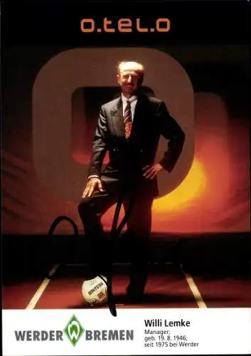 Sammelbild Manager Willi Lemke, Werder Bremen, Autogramm