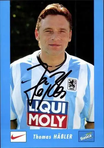 Sammelbild Fußballspieler Thomas Häßler, TSV München von 1860, Autogramm