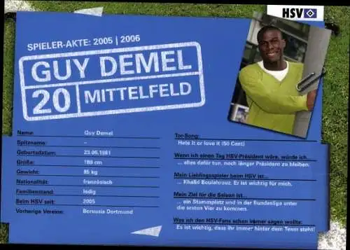 Ak Autogramm, Fußballer Guy Demel, HSV, Portrait