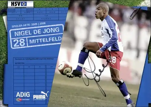 Ak Autogramm, Fußballer Nigel de Jong, HSV, Portrait