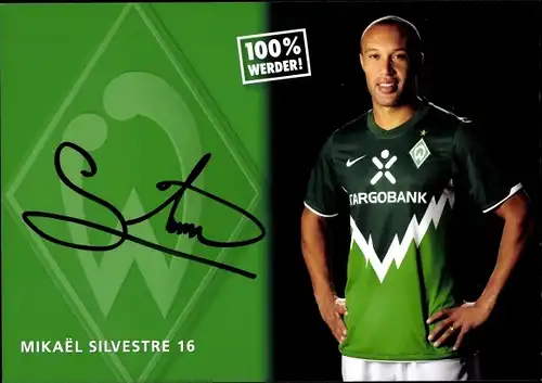 Ak Autogramm, Fußballer Mikael Silvestre, Werder Bremen, Portrait