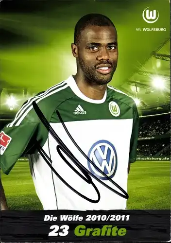 Ak Fußballer Grafite, Portrait, Autogramm, VfL Wolfsburg