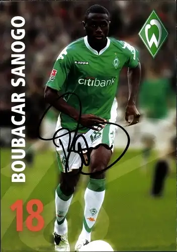Ak Fußballer Boubacar Sanogo, Portrait, Autogramm, Werder Bremen