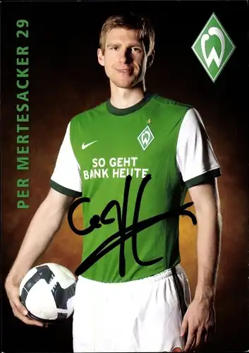 Ak Fußballer Per Mertesacker, Portrait, Autogramm, Werder Bremen