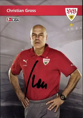 Ak Cheftrainer Christian Gross, Portrait, Autogramm, VfB Stuttgart