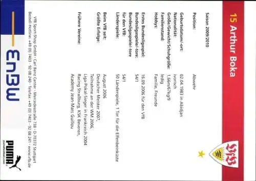 Ak Fußballer Arthur Boka, Portrait, Autogramm, VfB Stuttgart