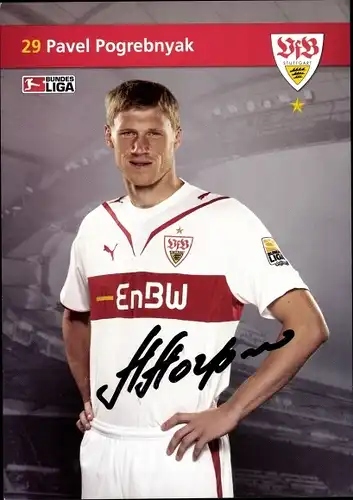Ak Fußballer Pavel Pogrebnyak, Portrait, Autogramm, VfB Stuttgart